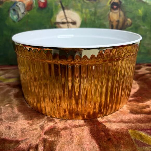 Vintage 70s Royal Worcester Lustre Gold Large Souffle Baker Rare Size 45 Shape 0 - Picture 1 of 9